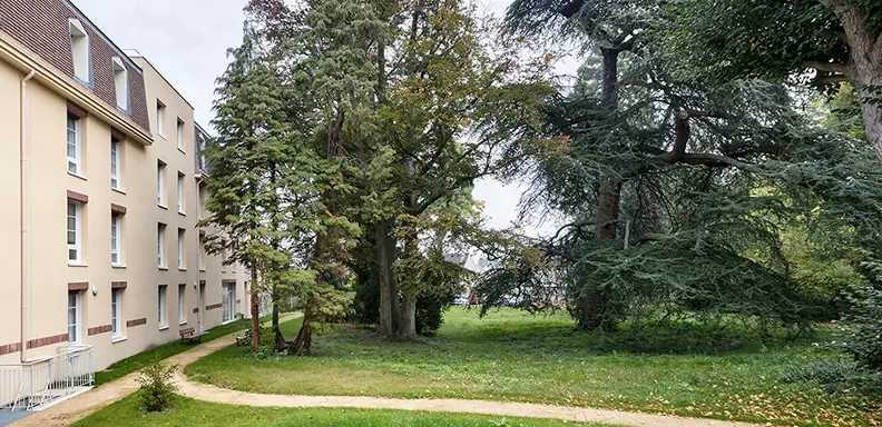 Jardin dans un EHPAD en LMNP résidence Le Cèdre à Plailly