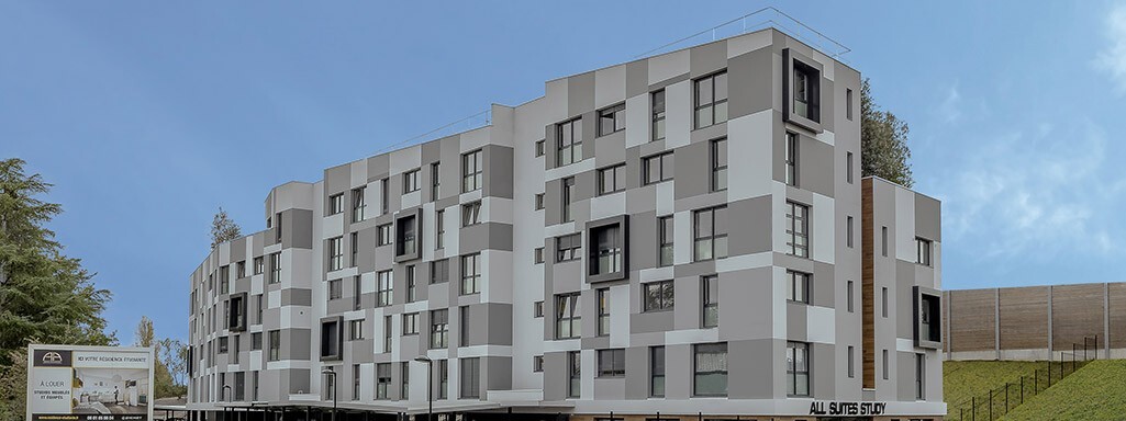 Façade 2 de la résidence étudiante LMNP All Suites Study à PESSAC