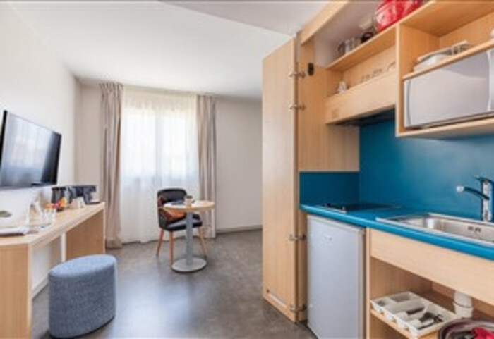 Kitchenette résidence tourisme LMNP Appart'City Confort Lyon Cité Internationale Lyon