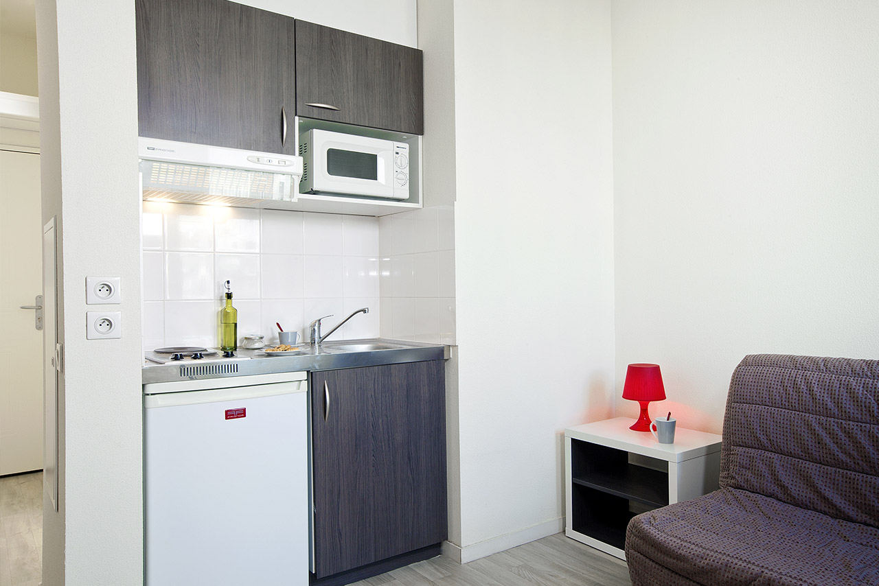 Kitchenette de la résidence étudiante en LMNP Les estudines Drouet d'Erlon à REIMS